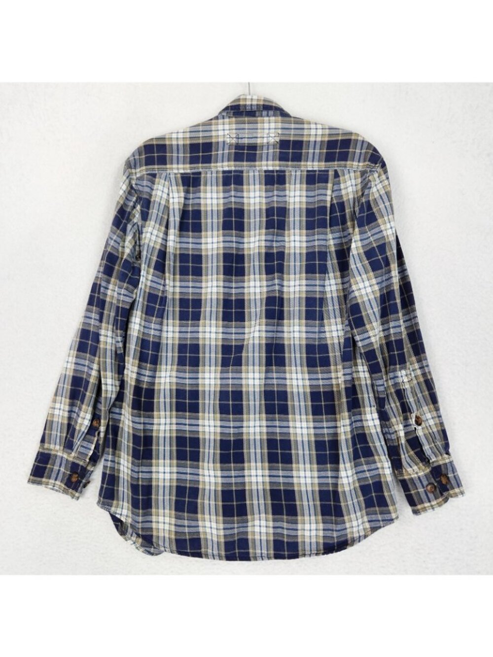 Duluth Trading Shirt Mens Small Blue Plaid Button Front Long Sleeve Cotton - Picture 8 of 9